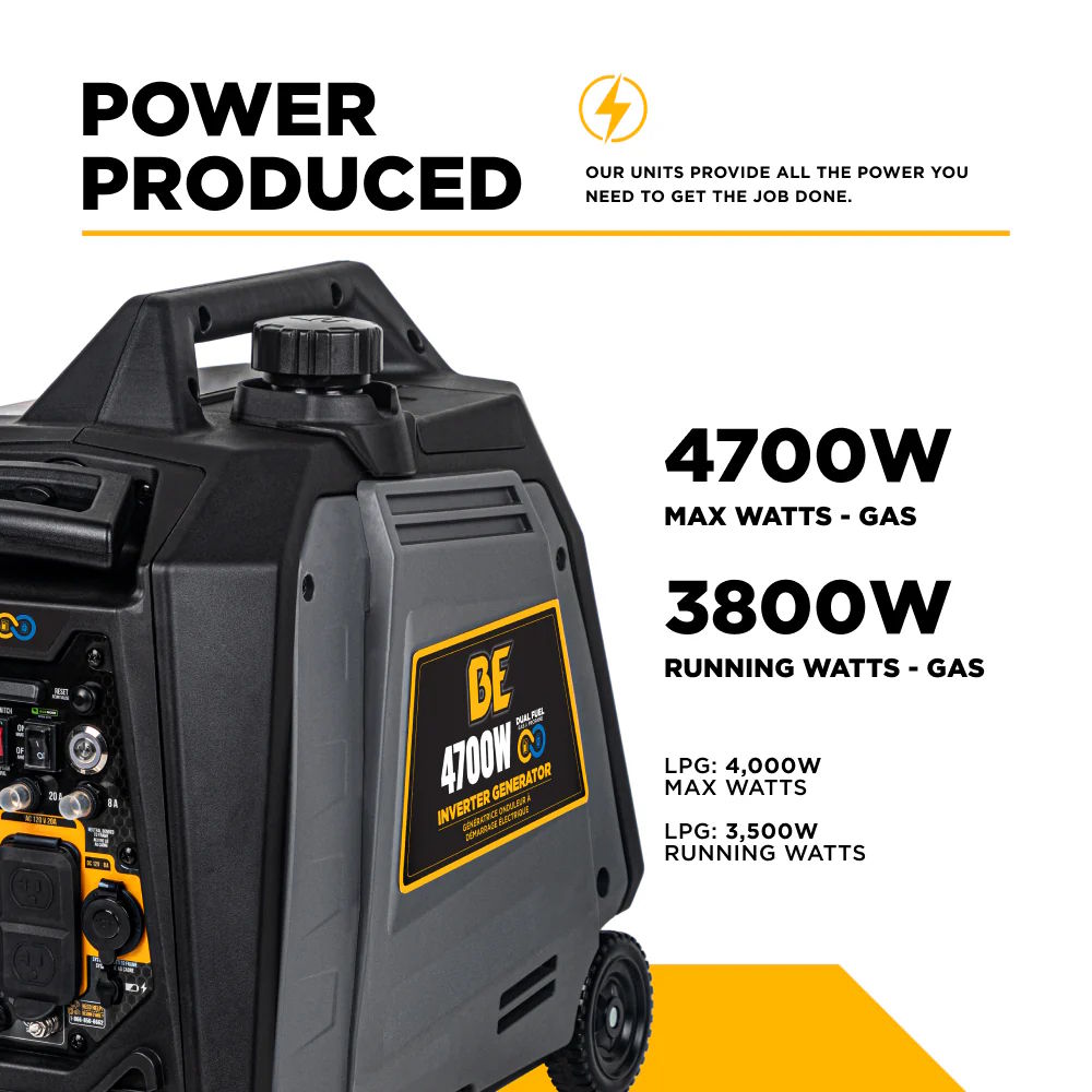 BE 4,700 Watt Electric Start Dual-Fuel Gas & Propane Digital Inverter Generator - Image 3