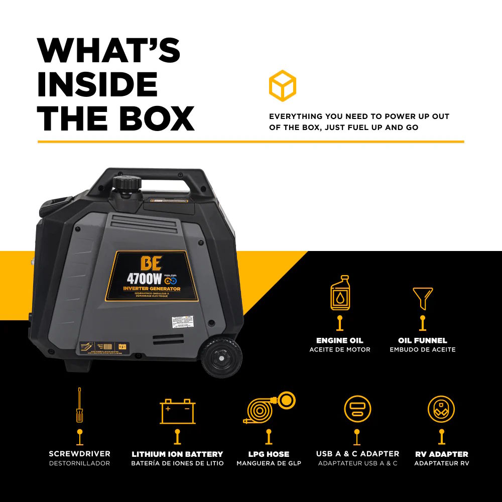 BE 4,700 Watt Electric Start Dual-Fuel Gas & Propane Digital Inverter Generator - Image 4
