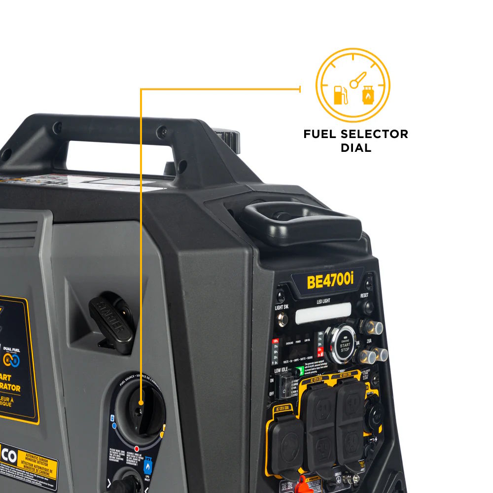 BE 4,700 Watt Electric Start Dual-Fuel Gas & Propane Digital Inverter Generator - Image 10