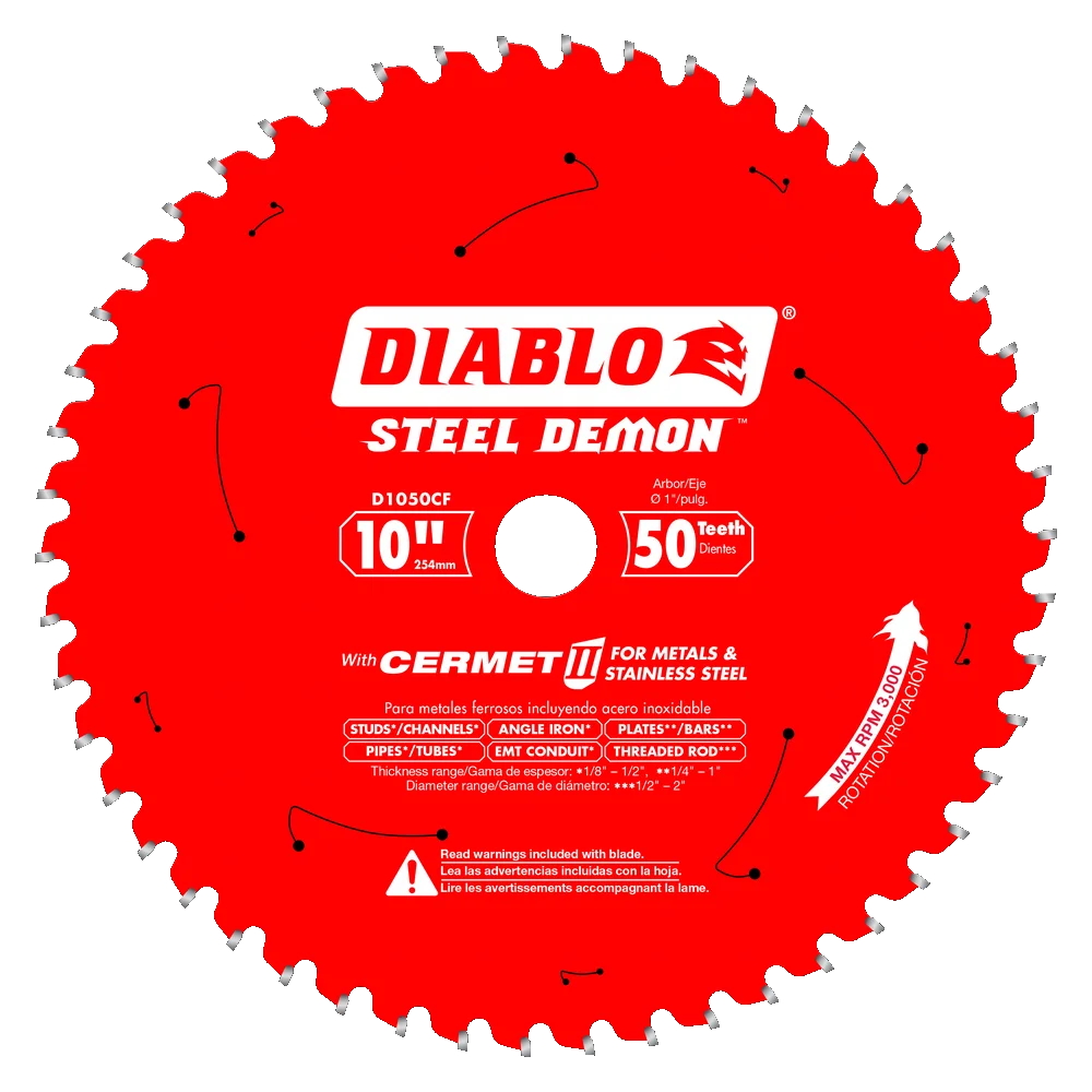 DIABLO D1050CF 10" x 50T Cermet Steel Demon Circular Saw Blade