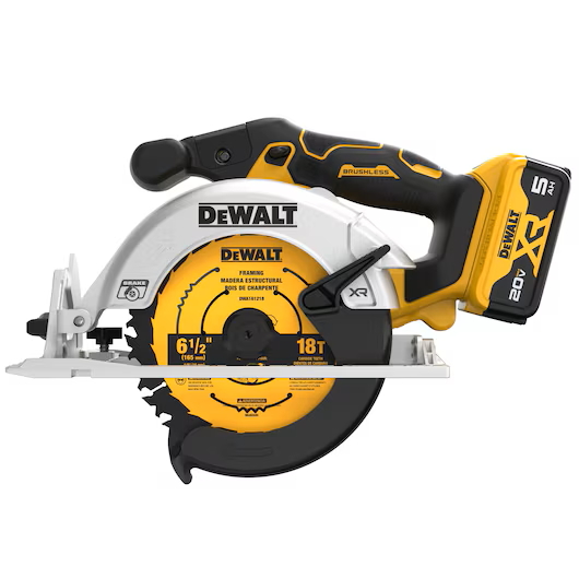 DEWALT DCS565P1 20V MAX 6-1/2" Brushless Circular Saw Kit w/1 - 5.0Ah Battery - Image 2