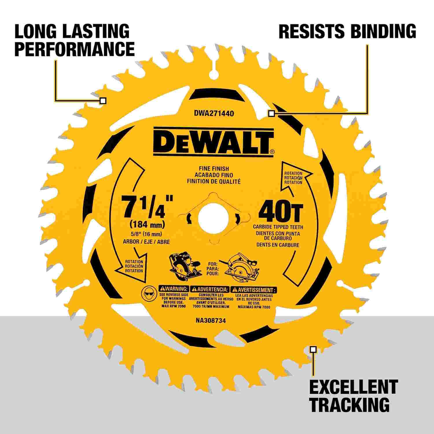 DEWALT DWA271440 7 1/4" 40T Circular Saw Blade EACH/BULK - Image 2