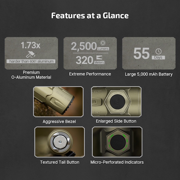 OLIGHT Warrior Ultra 2500 Lumens Tactical Flashlight with OAL Material - Image 4