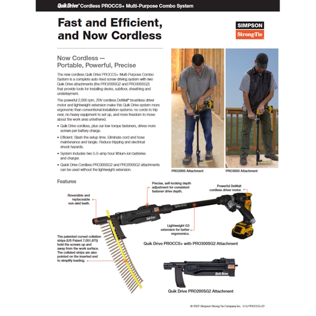 SIMPSON PROCCS+DC2K Quik Drive Cordless Subfloor System 1"-3", Two Head, Kit - Image 2