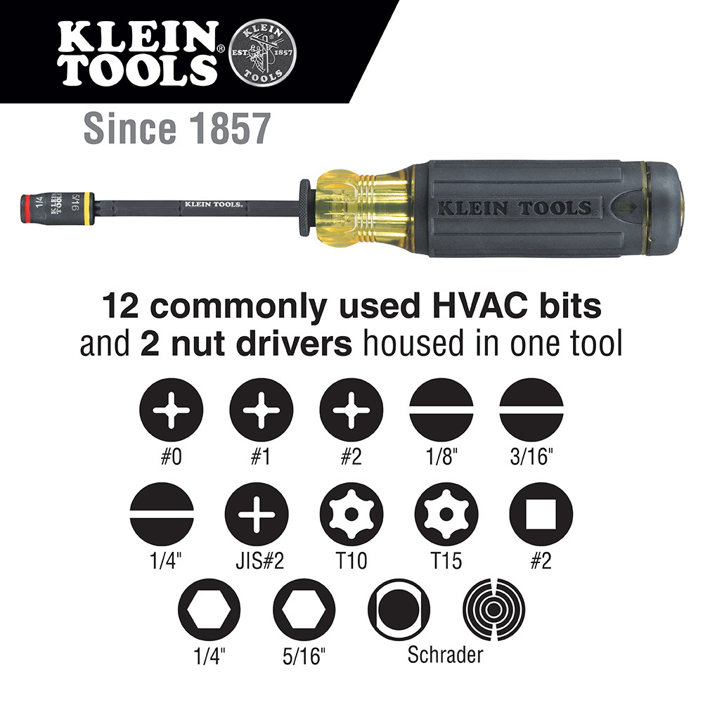 KLEIN 32304 14-in-1 HVAC Adjustable-Length Impact Screwdriver with Flip Socket - Image 3