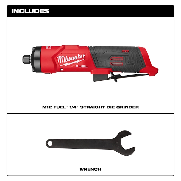 MILWAUKEE 3486-20 M12 FUEL 1/4" Straight Die Grinder VS (10-20,000 rpm) - Image 2