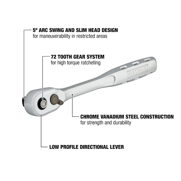 DEWALT DWMT81098 1/2" Drive Quick-Release Ratchet, SAE - Image 4