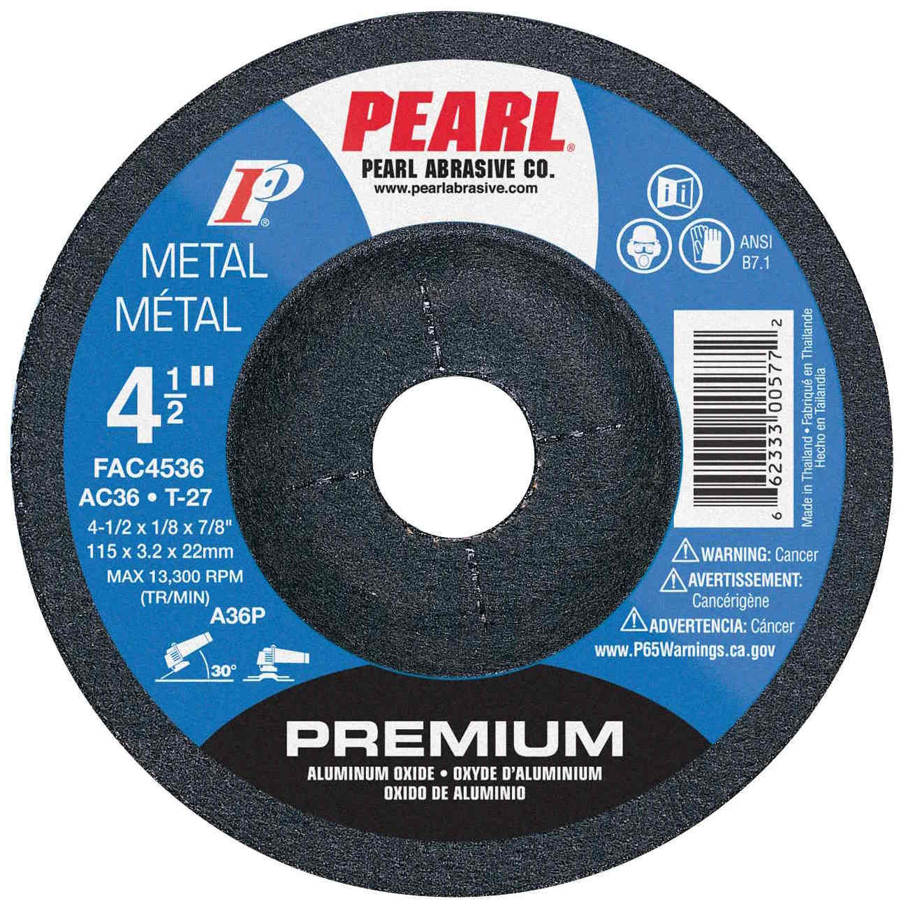 PEARL FAC4536 4-1/2" x 1/8 x 7/8 Grinding Wheel (870118)