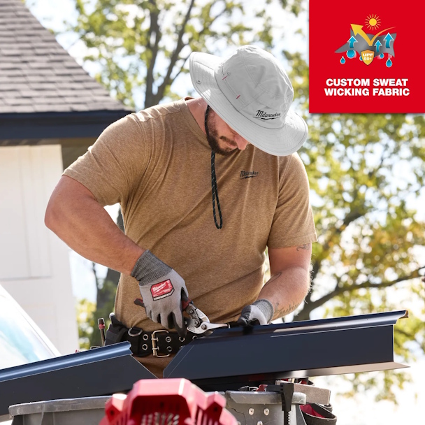 MILWAUKEE M770G-SM WORKSKIN Sunshade Hat - Gray SM - Image 3